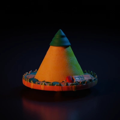 Inverted cone, food items, traditional dish. nasi tumpeng,