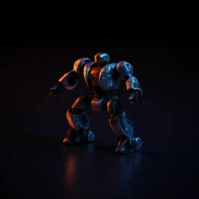 Battle-ready mech with visible joints and armor plating.