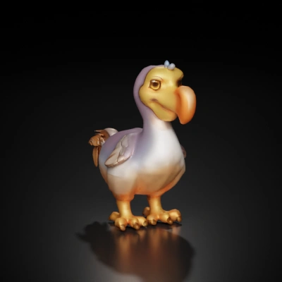Cartoonish extinct bird character with large beak and wings.