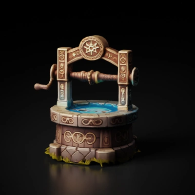 Magic well with glowing water.