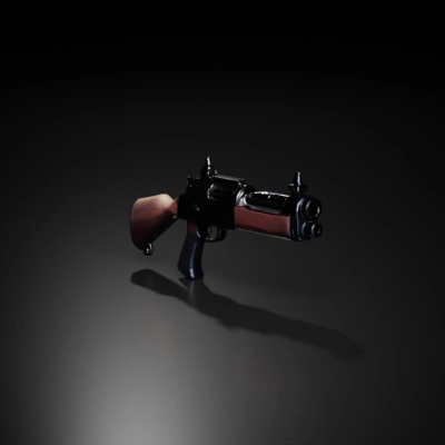 Assault-style rifle with wooden stock, modern design.
