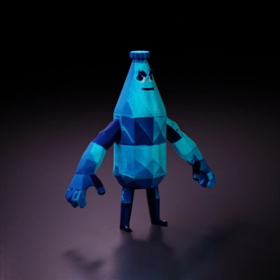 Angry bottle-shaped creature with jagged textures.