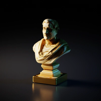 Bust sculpture of a dignified man, classical style.