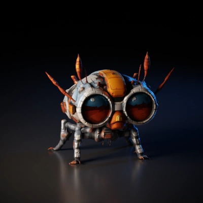 Futuristic robotic insect creature.