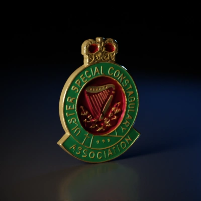 Ulster Special Constabulary badge, harp and crown emblem.