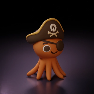 cartoon octopus pirate with eye patch.