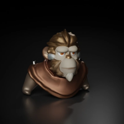Anthropomorphic monkey with detailed facial features, cartoon style.