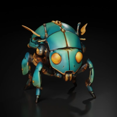 Robotic insect, mechanical details, bio-inspired design symmetric geometry.