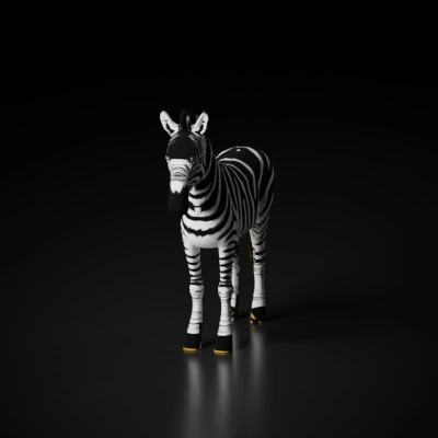 Striped equine, standing posture.