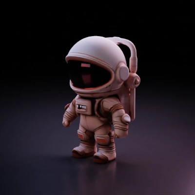 Cartoon astronaut with oversized helmet, character design.