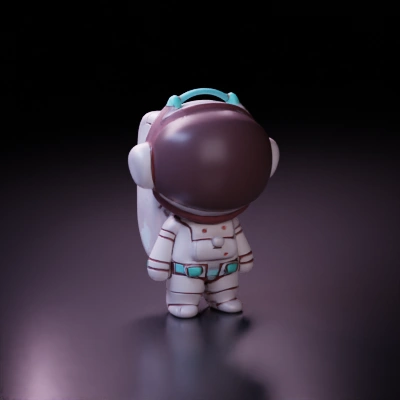 Cartoon astronaut character, futuristic, child-like design.
