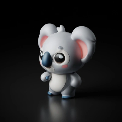 Cute cartoon koala with big eyes, standing.