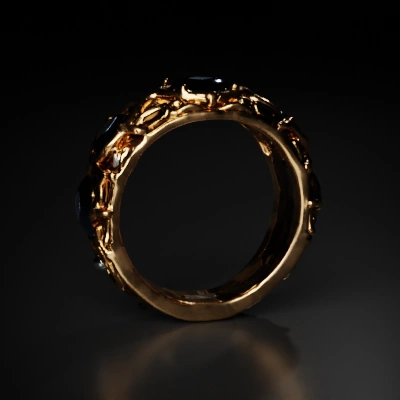 Ornate ring with intricate gemstone settings.