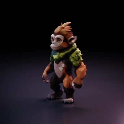 Cute anthropomorphic monkey character, fantasy design.