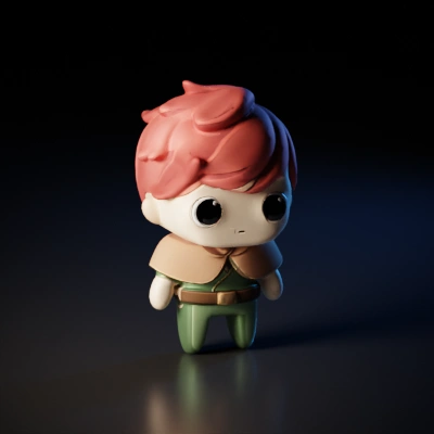 Chibi adventurer with big eyes, cute.