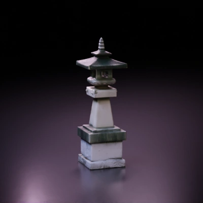 Stone lantern, traditional Japanese garden feature.