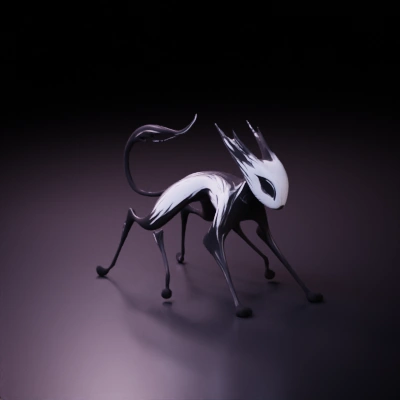 Mystical feline-like creature with elongated limbs, sleek form.