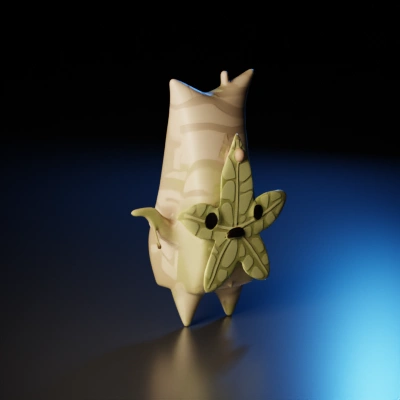 Korok,The Legend of Zelda, Cartoon plant creature with star-shaped body.