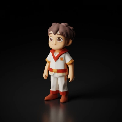Kid in sailor-themed outfit, friendly cartoon style.