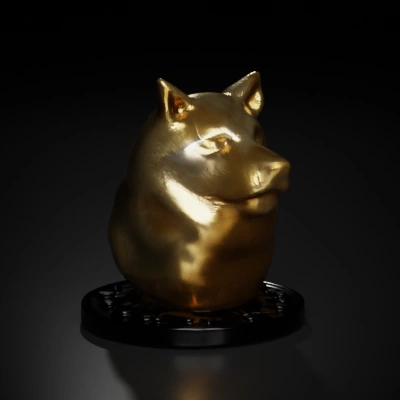 Dog head sculpture, detailed and lifelike. Sculpt the eyes to look like they are looking to the side