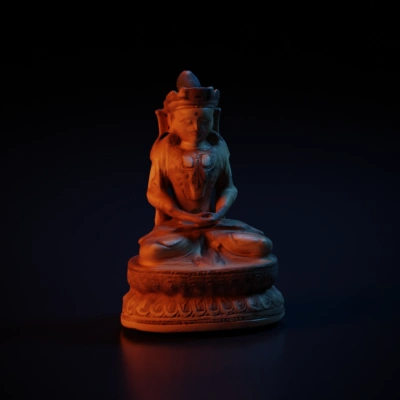 Material: Unclear material, commonly copper, stone, or wood. posture: sitting upright on the lotus base, head decoration: wear a flower crown and hair bun crown, and tie a scarf on the head, facial features: round face, drooping eyes, and a kind expression, clothing: the dress lines are smooth, with tassels on the chest and a wide skirt, base: deep waistband lotus base, with the inscription "ming yongle year gift" on the bottom