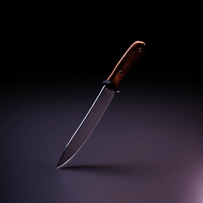 Kitchen knife with wooden handle.