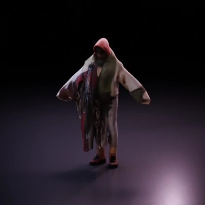 Person wearing cozy layers, walking.