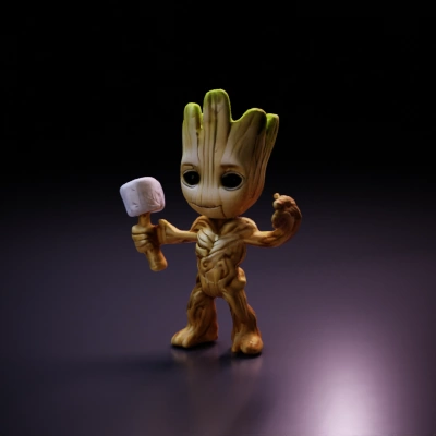 Wooden humanoid character holding a hammer.