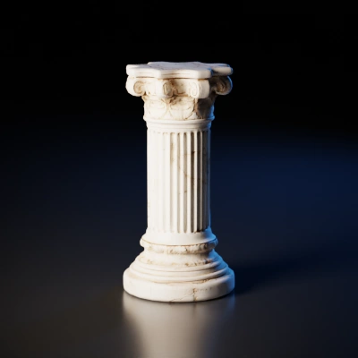 Intricate marble column with decorative carvings.