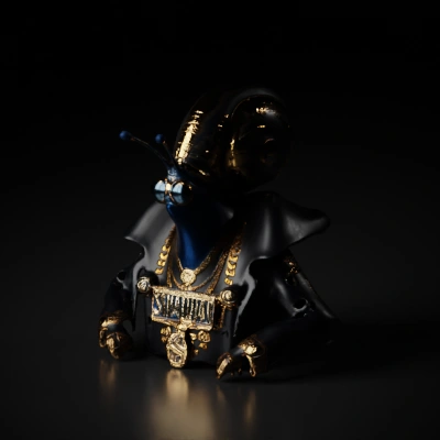 Humanoid snail wearing golden jewelry, sunglasses, and a black leather jacket.