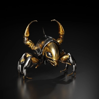 Scorpion-like futuristic robot, insect-inspired design.