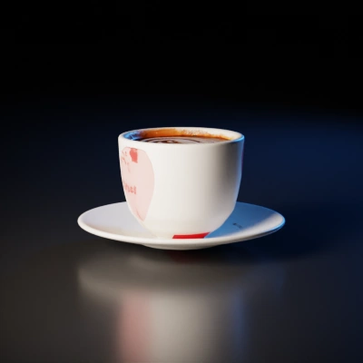 Coffee cup with heart symbol, hot beverage, latte art.