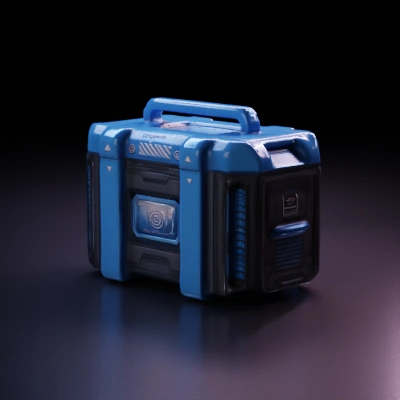Cargo crate with electronic lock and handle.