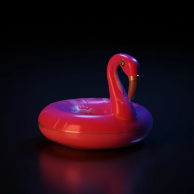 Inflatable flamingo pool float.