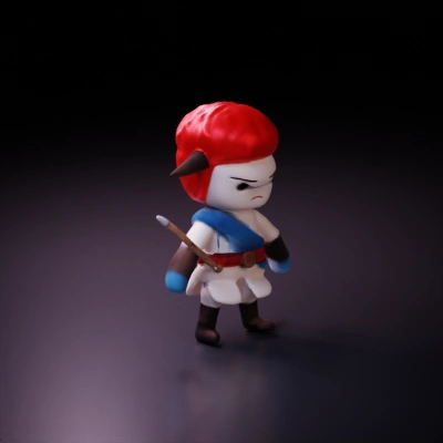 Warrior plush toy, holding a spear.