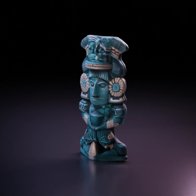 Ancient artifact, Mesoamerican-style, intricate details.