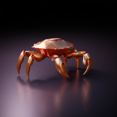 Low-polygon crab model with detailed legs and claws. low-poly,
