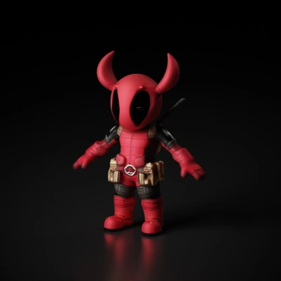 Chibi superhero with a katana on the back.
