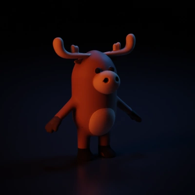 Cartoonish humanoid moose character.