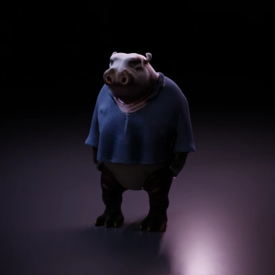 Hipppo-humanoid character in casual clothing.