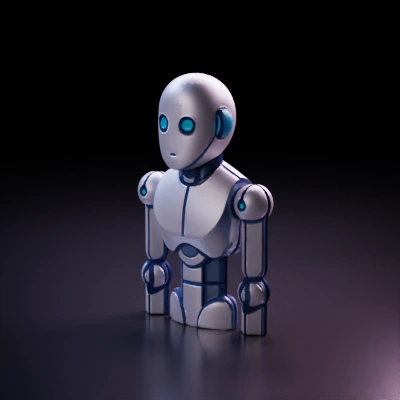 Humanoid robot with a futuristic design.