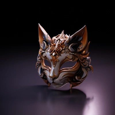 Ornate cat face mask.