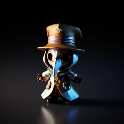 Chibi plague doctor character.