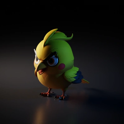 cartoon yellow bird with attitude.