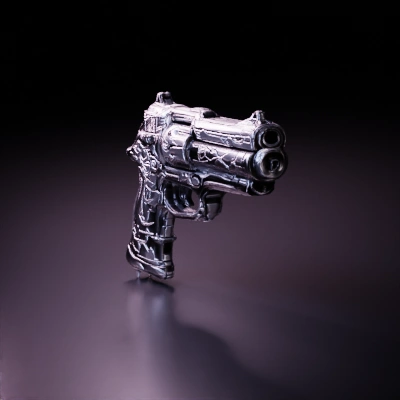 Futuristic firearm, intricate design, sci-fi.