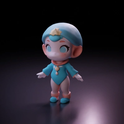 Cute baby character with star-themed accessories.