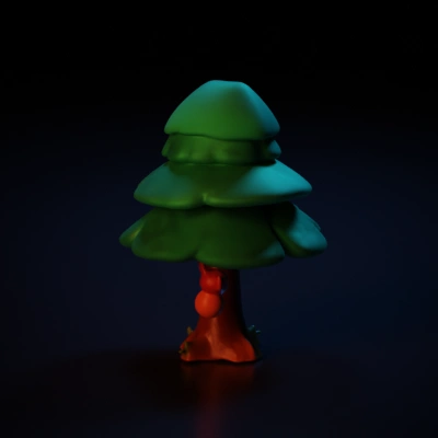 Cartoonish tree with apple.
