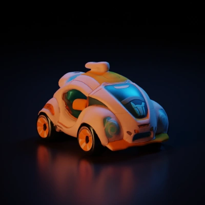 Futuristic compact car with advanced technology.