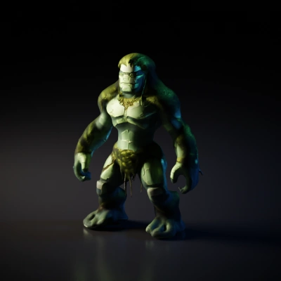 Moss-covered golem, rocky features, fantasy setting.