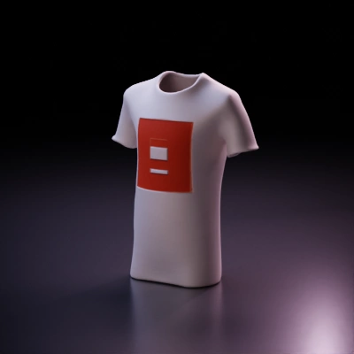 T-shirt with rectangular graphic design.